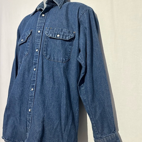 Men's Red Kap pearl snap denim shirt size L - Picture 2 of 5